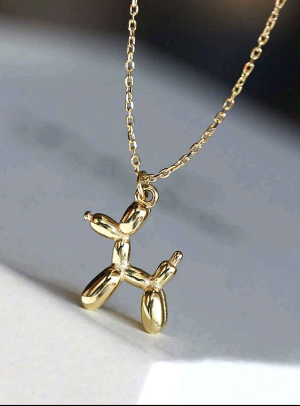 Gold Balloon Dog Pendant Necklace